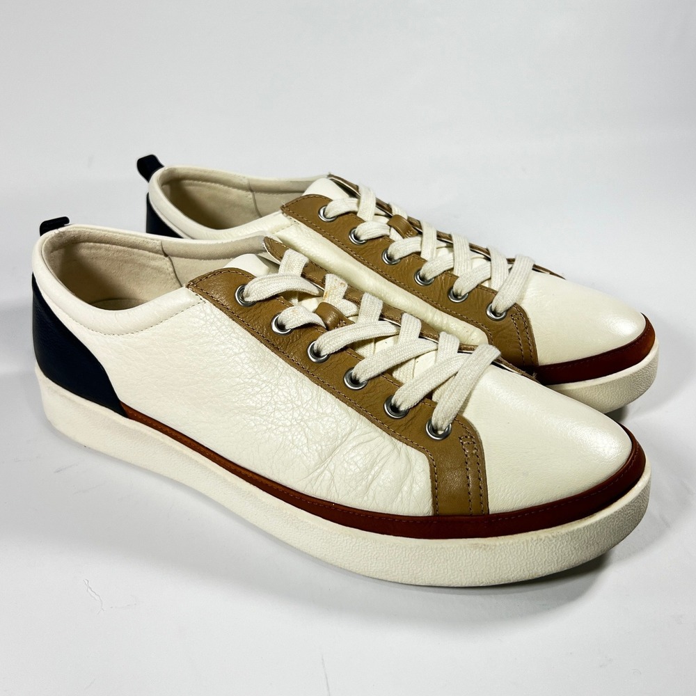 Vionic Women's 12W‎ Winny Sneakers Ivory Black Leather Orthotic Wide 10 Orthotic